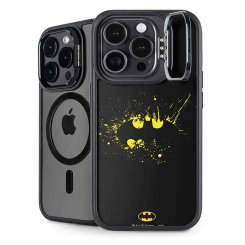 DC Comics Batman Logo Yellow Splash iPhone 14 Pro Kickstand Case