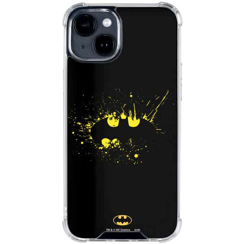 DC Comics Batman Logo Yellow Splash iPhone 15 Clear Case
