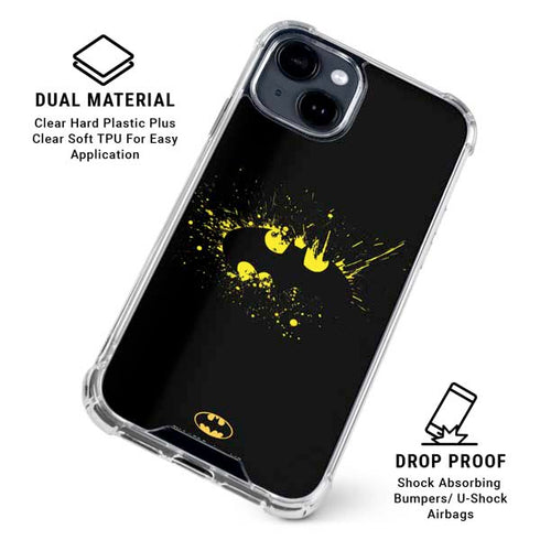 DC Comics Batman Logo Yellow Splash iPhone 15 Clear Case