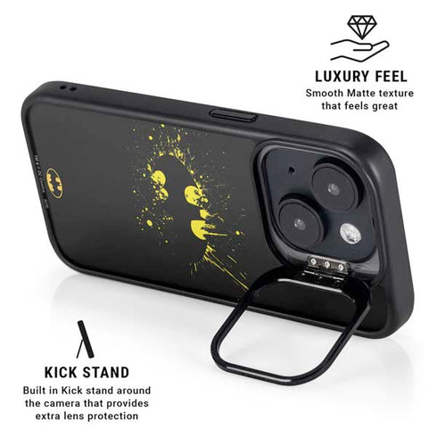 DC Comics Batman Logo Yellow Splash iPhone 15 Kickstand Case