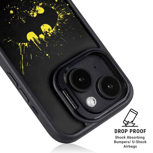 DC Comics Batman Logo Yellow Splash iPhone 15 Kickstand Case