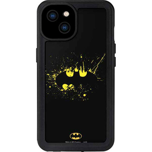 DC Comics Batman Logo Yellow Splash iPhone 15 Plus Waterproof Case