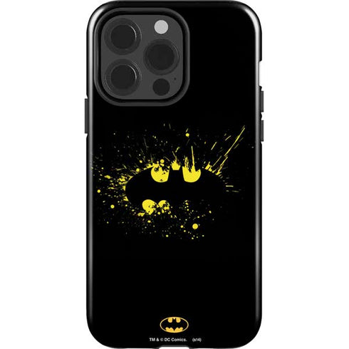 DC Comics Batman Logo Yellow Splash iPhone 15 Pro Impact Case