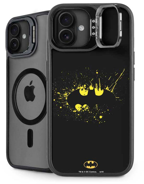 DC Comics Batman Logo Yellow Splash iPhone 16 Kickstand Case