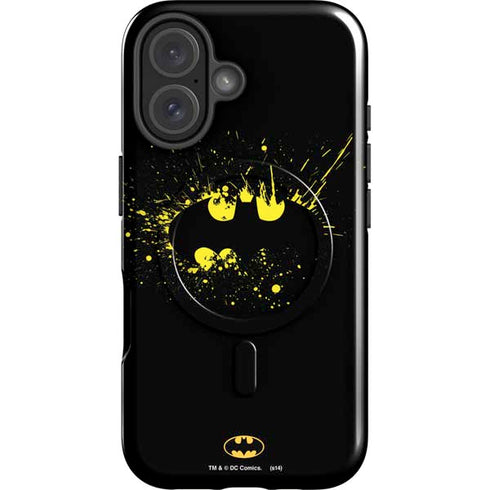 DC Comics Batman Logo Yellow Splash iPhone 16 Magsafe Impact Case