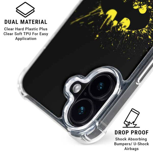 DC Comics Batman Logo Yellow Splash iPhone 16 Plus Clear Case