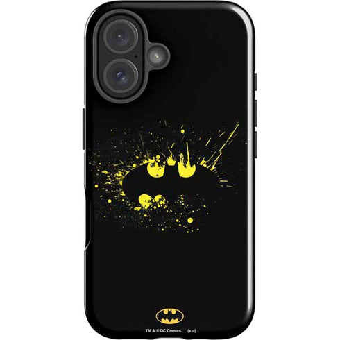 DC Comics Batman Logo Yellow Splash iPhone 16 Plus Impact Case