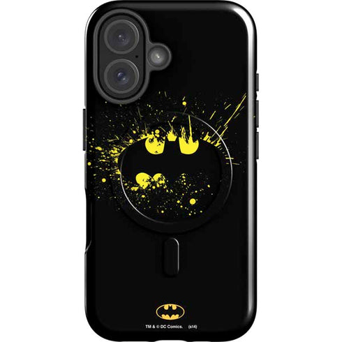 DC Comics Batman Logo Yellow Splash iPhone 16 Plus Magsafe Impact Case