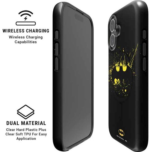 DC Comics Batman Logo Yellow Splash iPhone 16 Plus Magsafe Impact Case