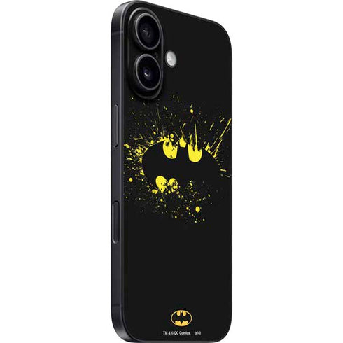 DC Comics Batman Logo Yellow Splash iPhone 16 Plus Skin