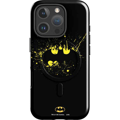 DC Comics Batman Logo Yellow Splash iPhone 16 Pro Magsafe Impact Case
