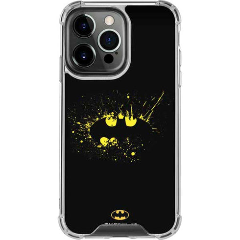 DC Comics Batman Logo Yellow Splash iPhone 16 Pro Max Clear Case