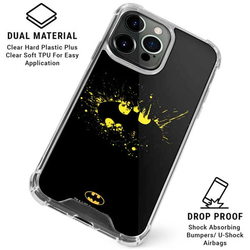DC Comics Batman Logo Yellow Splash iPhone 16 Pro Max Clear Case