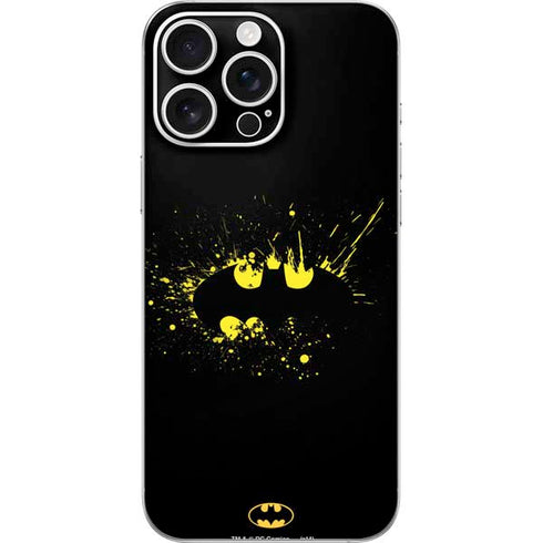 DC Comics Batman Logo Yellow Splash iPhone 16 Pro Max Skin