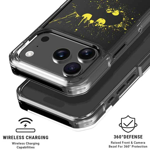 DC Comics Batman Logo Yellow Splash iPhone 18 Pro Clear Case