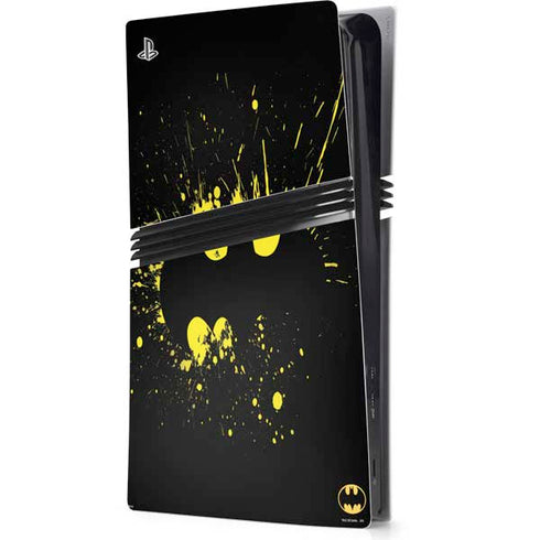 DC Comics Batman Logo Yellow Splash PS5 Pro Console Skin