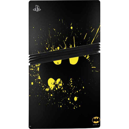 DC Comics Batman Logo Yellow Splash PS5 Pro Console Skin