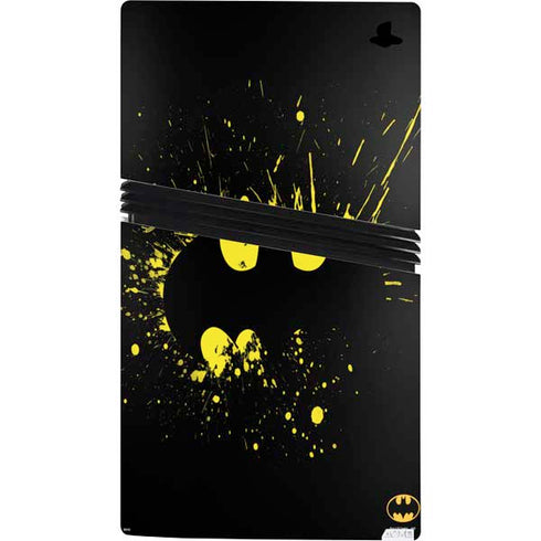 DC Comics Batman Logo Yellow Splash PS5 Pro Console Skin