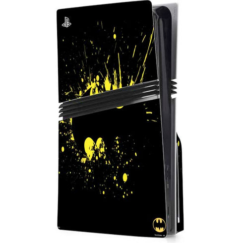 DC Comics Batman Logo Yellow Splash PS5 Pro Disk Console Skin