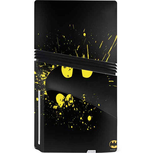 DC Comics Batman Logo Yellow Splash PS5 Pro Disk Console Skin
