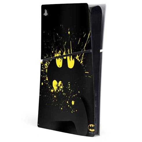 DC Comics Batman Logo Yellow Splash PS5 Slim Digital Edition Console Skin