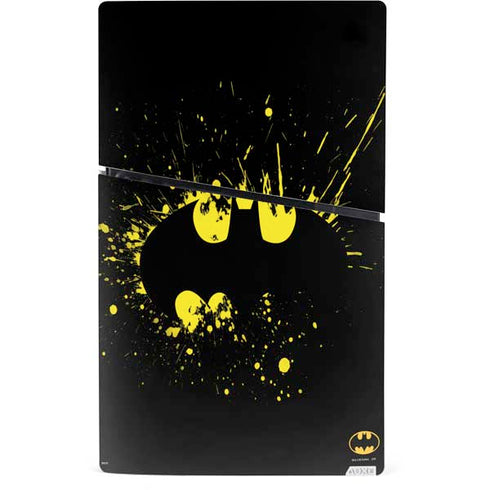 DC Comics Batman Logo Yellow Splash PS5 Slim Digital Edition Console Skin
