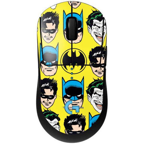DC Comics Batman Vintage Character Pattern - Joker and Robin G Pro Wireless Gaming Mouse Skin