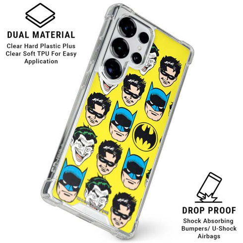 DC Comics Batman Vintage Character Pattern - Joker and Robin Galaxy S25 Ultra Clear Case