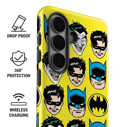 DC Comics Batman Vintage Character Pattern - Joker and Robin Galaxy S26 Impact Case