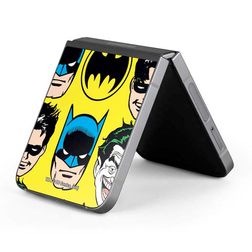 DC Comics Batman Vintage Character Pattern - Joker and Robin Galaxy Z Flip6 Skin