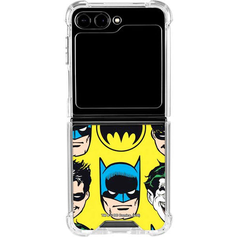 DC Comics Batman Vintage Character Pattern - Joker and Robin Galaxy Z Flip6 Clear Case
