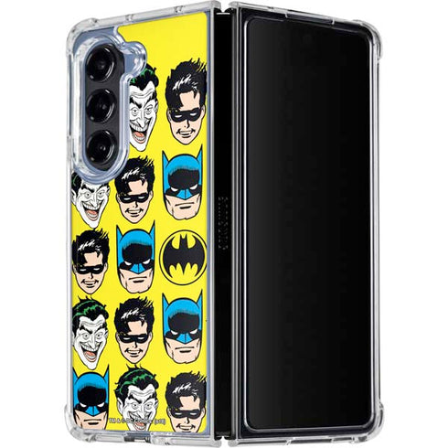 DC Comics Batman Vintage Character Pattern - Joker and Robin Galaxy Z Fold5 5G Clear Case