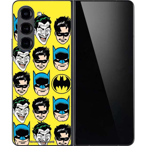 DC Comics Batman Vintage Character Pattern - Joker and Robin Galaxy Z Fold5 5G Skin