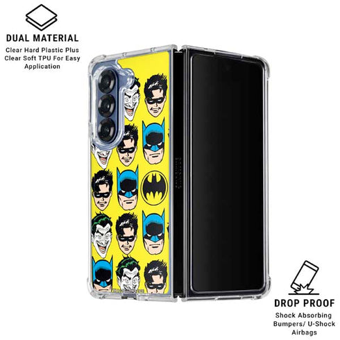 DC Comics Batman Vintage Character Pattern - Joker and Robin Galaxy Z Fold6 Clear Case