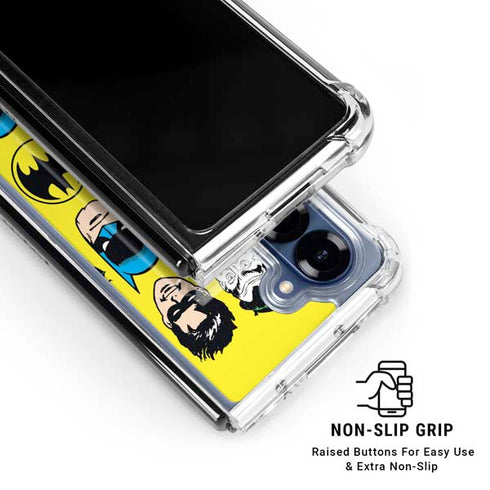 DC Comics Batman Vintage Character Pattern - Joker and Robin Galaxy Z Fold6 Clear Case