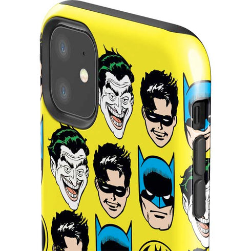 DC Comics Batman Vintage Character Pattern - Joker and Robin iPhone 11 Impact Case