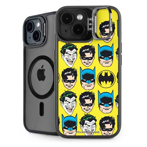 DC Comics Batman Vintage Character Pattern - Joker and Robin iPhone 14 Kickstand Case