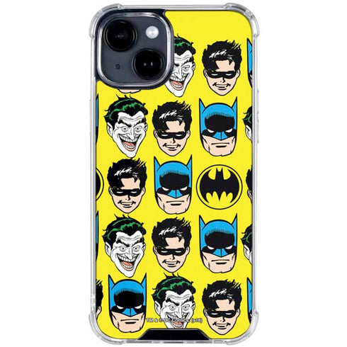 DC Comics Batman Vintage Character Pattern - Joker and Robin iPhone 15 Clear Case