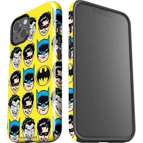 DC Comics Batman Vintage Character Pattern - Joker and Robin iPhone 15 Impact Case