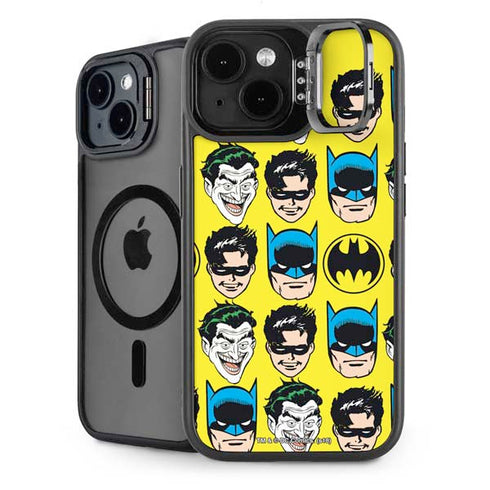 DC Comics Batman Vintage Character Pattern - Joker and Robin iPhone 15 Plus Kickstand Case