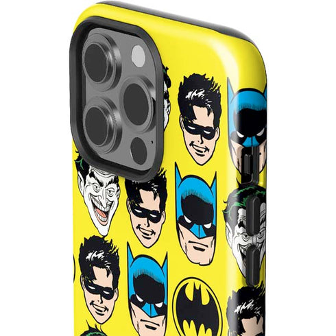 DC Comics Batman Vintage Character Pattern - Joker and Robin iPhone 15 Pro Impact Case