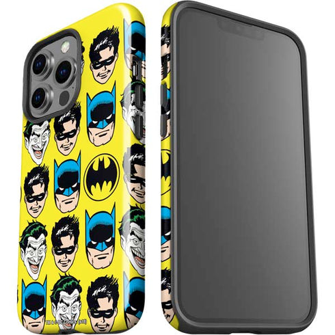 DC Comics Batman Vintage Character Pattern - Joker and Robin iPhone 15 Pro Impact Case