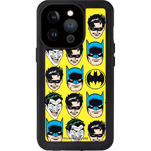 DC Comics Batman Vintage Character Pattern - Joker and Robin iPhone 15 Pro Waterproof Case