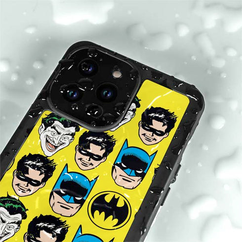 DC Comics Batman Vintage Character Pattern - Joker and Robin iPhone 15 Pro Waterproof Case