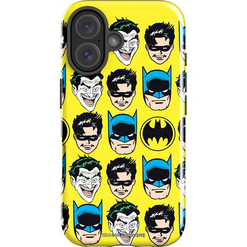 DC Comics Batman Vintage Character Pattern - Joker and Robin iPhone 16 Plus Impact Case