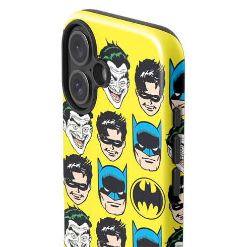 DC Comics Batman Vintage Character Pattern - Joker and Robin iPhone 16 Plus Impact Case
