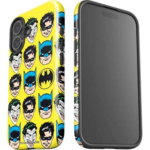 DC Comics Batman Vintage Character Pattern - Joker and Robin iPhone 16 Plus Impact Case