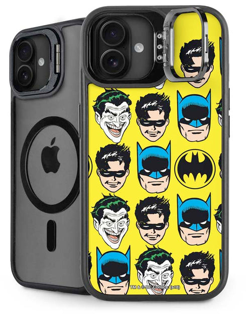 DC Comics Batman Vintage Character Pattern - Joker and Robin iPhone 16 Plus Kickstand Case