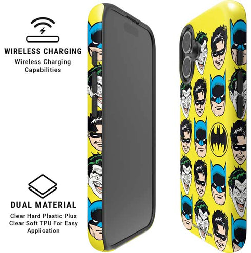 DC Comics Batman Vintage Character Pattern - Joker and Robin iPhone 16 Plus Magsafe Impact Case