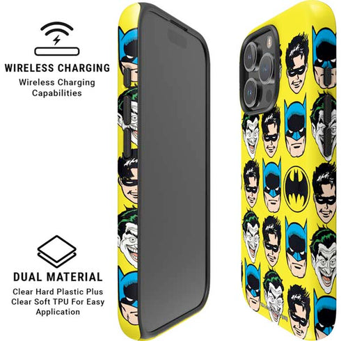 DC Comics Batman Vintage Character Pattern - Joker and Robin iPhone 16 Pro Magsafe Impact Case